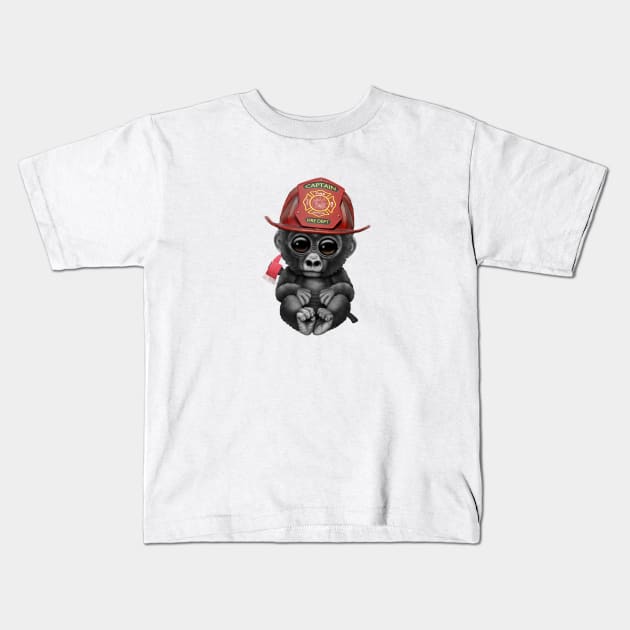 Cute Baby Gorilla Firefighter Kids T-Shirt by jeffbartels